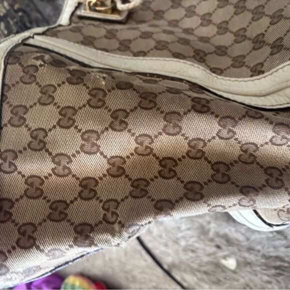 GUCCI handbag Gg logo canvas Bella tote bag Bamboo shoulder dress classic purse - Picture 6 of 15